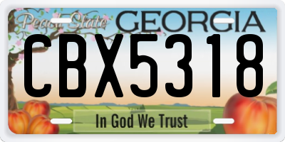 GA license plate CBX5318