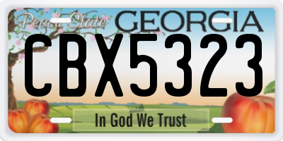 GA license plate CBX5323