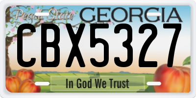 GA license plate CBX5327