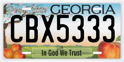 GA license plate CBX5333