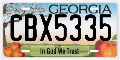 GA license plate CBX5335