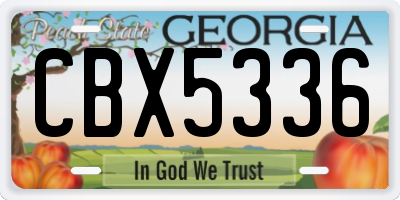 GA license plate CBX5336