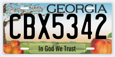 GA license plate CBX5342