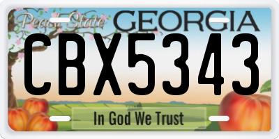 GA license plate CBX5343