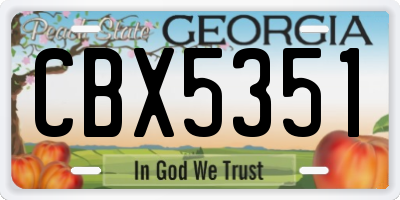 GA license plate CBX5351