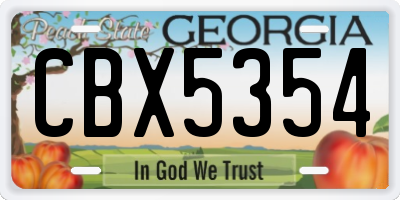 GA license plate CBX5354