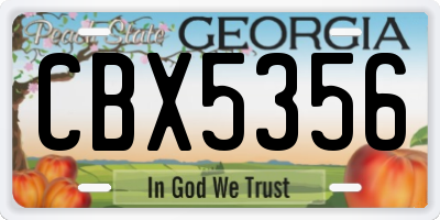 GA license plate CBX5356
