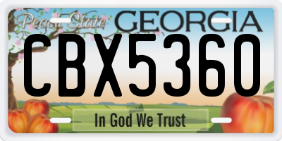 GA license plate CBX5360