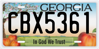GA license plate CBX5361