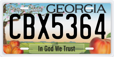 GA license plate CBX5364