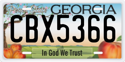 GA license plate CBX5366