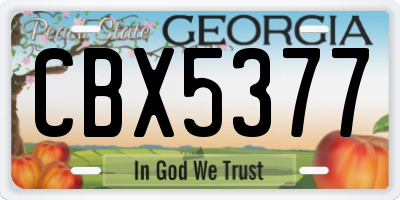 GA license plate CBX5377