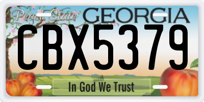 GA license plate CBX5379