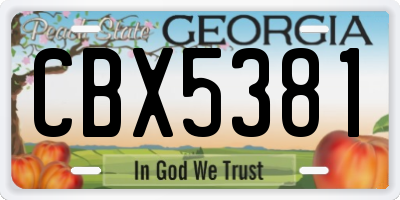 GA license plate CBX5381