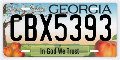GA license plate CBX5393