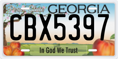 GA license plate CBX5397