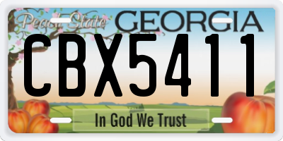 GA license plate CBX5411