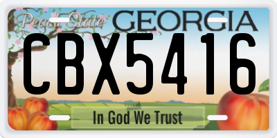 GA license plate CBX5416