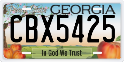 GA license plate CBX5425
