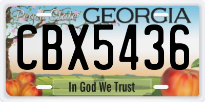 GA license plate CBX5436