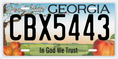 GA license plate CBX5443