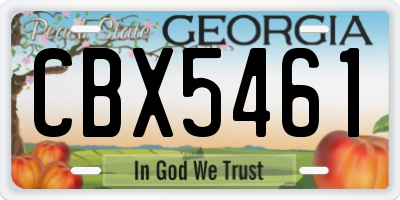 GA license plate CBX5461