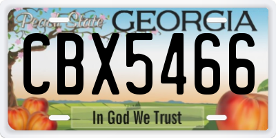 GA license plate CBX5466