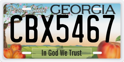 GA license plate CBX5467