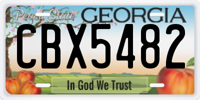 GA license plate CBX5482