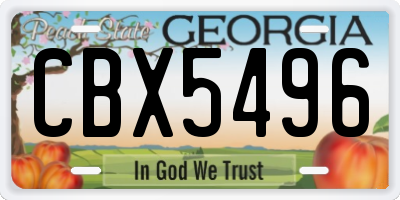 GA license plate CBX5496