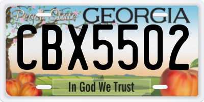 GA license plate CBX5502