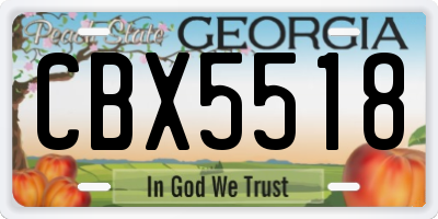 GA license plate CBX5518