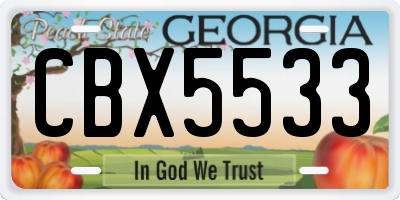 GA license plate CBX5533
