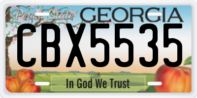 GA license plate CBX5535