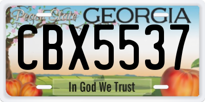 GA license plate CBX5537