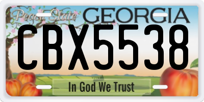 GA license plate CBX5538