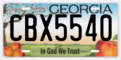 GA license plate CBX5540