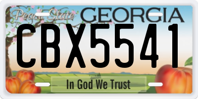 GA license plate CBX5541