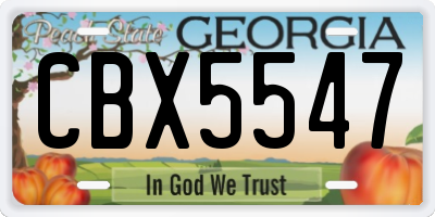 GA license plate CBX5547