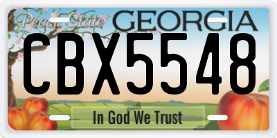 GA license plate CBX5548