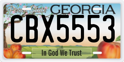 GA license plate CBX5553