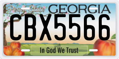 GA license plate CBX5566