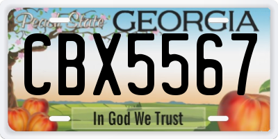 GA license plate CBX5567