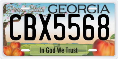 GA license plate CBX5568