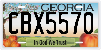 GA license plate CBX5570