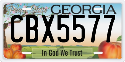 GA license plate CBX5577