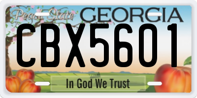 GA license plate CBX5601