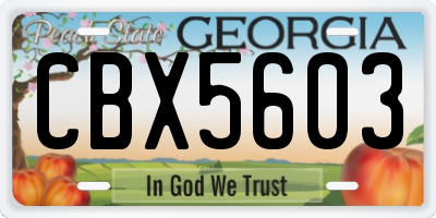 GA license plate CBX5603