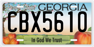 GA license plate CBX5610