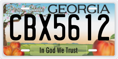 GA license plate CBX5612